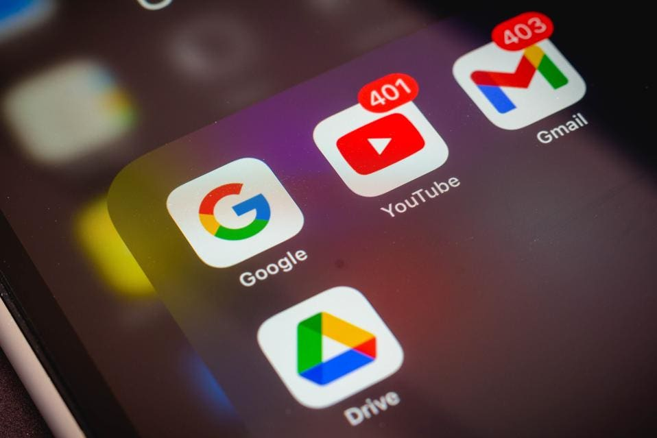 Gmail, Google Drive, YouTube, and Google Photos