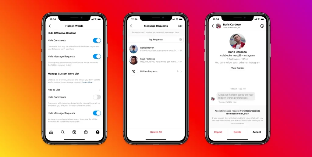 Instagram offers blocking options and filters